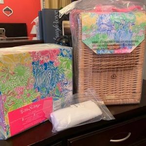 LILLY PULITZER WICKER WINE BASKET